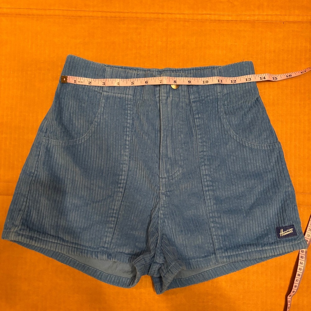 Hammies Sky Blue Corduroy Shorts Retro 70s High Waisted Cotton Size 30 - Picture 4 of 5